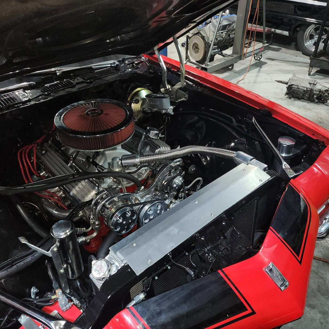 Muscle car undergoing custom performance upgrades at Sweeney's Seaside Automotive — project 95